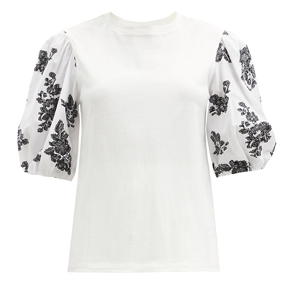 Theodora poplin-sleeve cotton-blend top, Erdem